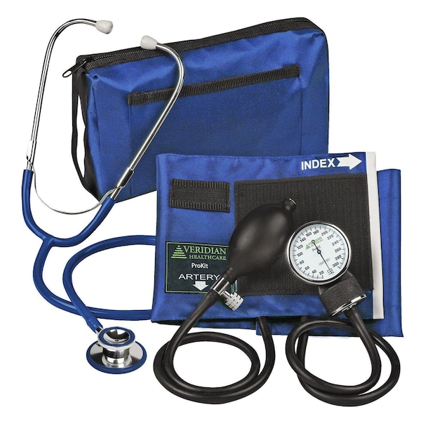 Veridian Healthcare ProKit Aneroid Sphygmomanometer With Dual-Head Scope, Adult, Navy Blue 02-12702 - main